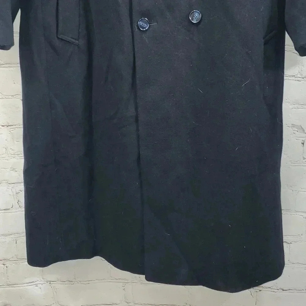 Vintage Conte di Milano Double Breasted Navy Wool Cashmere Trench Coat Men's L44 - Picture 6 of 17
